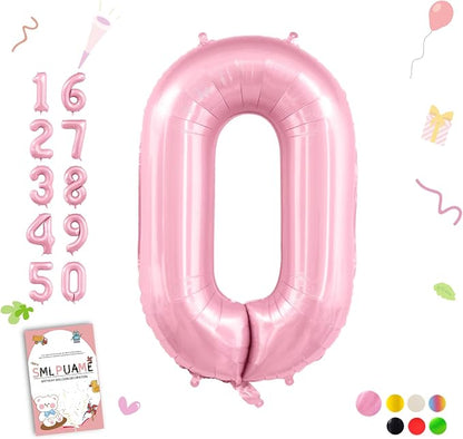Pastel Pink 0 Balloon Numbers, 40 Inch Large Light Pink Foil Number Balloons by Smlpuame