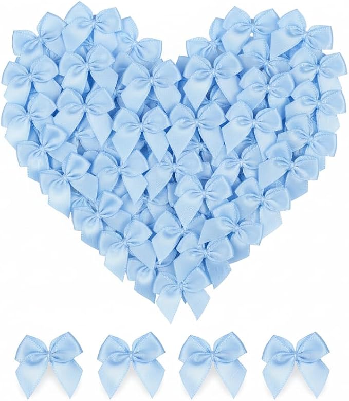 100 Mini Satin Ribbon Bows, Small Bows by GAJILON