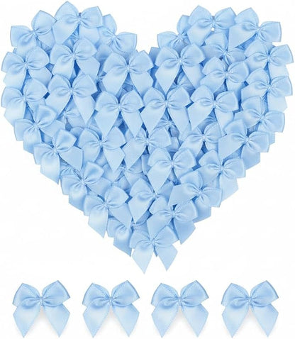 100 Mini Satin Ribbon Bows, Small Bows by GAJILON