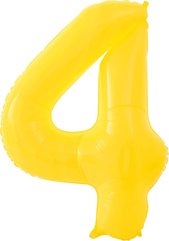 KatchOn Yellow Number 4 Balloons 40 Inch, 4th Birthday Decorations by KatchOn