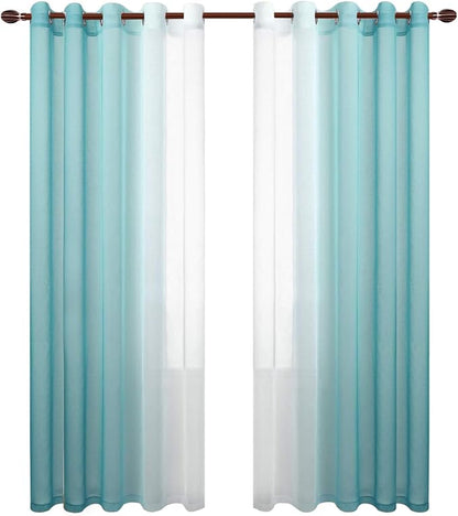 DWCN Ombre Faux Linen Sheer Curtains - Image 7
