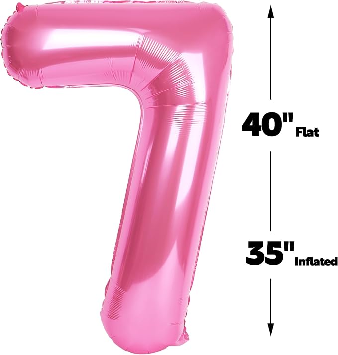 Pink Number 7 Balloon 40 inch, Balloon numbers party supplies, deco photo shoot - Image 2