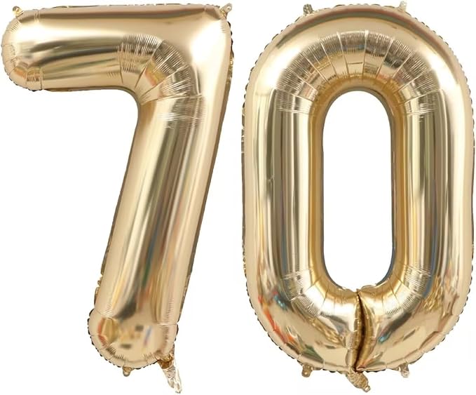 Light Gold 70 Balloon Numbers, 40 Inch Large 70th Birthday Balloons, Helium by Unknown