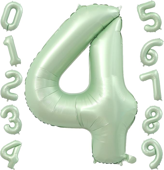 40 Inch Olive Green Number 4 Foil Balloon by TNCDJKPA