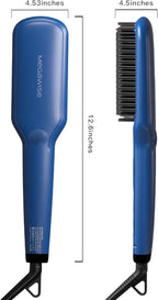MEGAWISE Hair Straightener Ceramic Brush; Anti-Scald Dual Voltage Flat Iron Hot Brush | Rotatable Cord |Auto Shutoff | Anti-frizz |for All Hair Types (Gentian Blue)