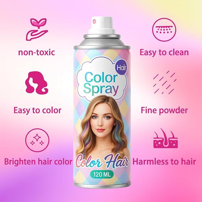 Pink Temporary Hair Color Spray for Adult & Teens Kids, 1-Day Washable Hair Spray, Fun Bright Shade for Cosplay, Halloween, DIY Hair Looks, Festivals & Parties