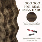 GOO GOO Tape in Hair Extensions Human Hair, 4/26/4 Balayage Chocolate Brown to Honey Blonde, 18inch 100g 40pcs, Skin Weft Seamless Invisible, Silky Straight with Thick Ends, Remy Human Hair
