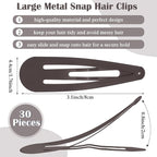 WILLBOND 30 Pieces 3.1 Inch Large Metal Snap Hair Clips Nonslip Barrettes Women Hair Accessories (Dark Blue)