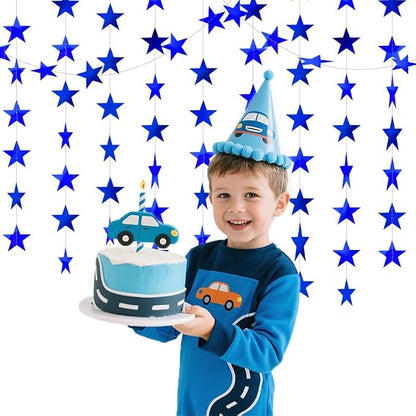 Blue Shining Star Hanging Garland Blue Hanging Sparkling Star Streamer Glitter - Image 5