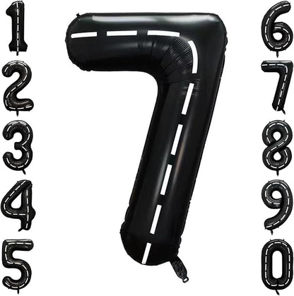 Black and White Stripes Number 7 Balloon 40 Inch, Road Style Numeral | by Unknown