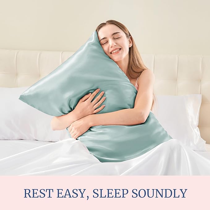 BEDELITE Satin Pillowcase for Hair and Skin, Super Soft and Cooling Similar to Silk Pillow Cases 2 Pack with Envelope Closure, Gift for Women Men(13"x18" Toddler Size, Haze Blue)