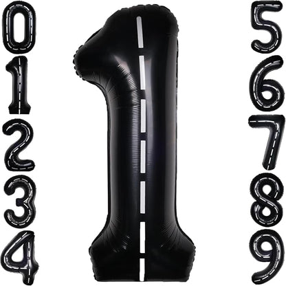 Race Car 40 Inch Black 1 Big Balloon Large Number 0-9 | Track Giant Digital 1st by SULALABOO