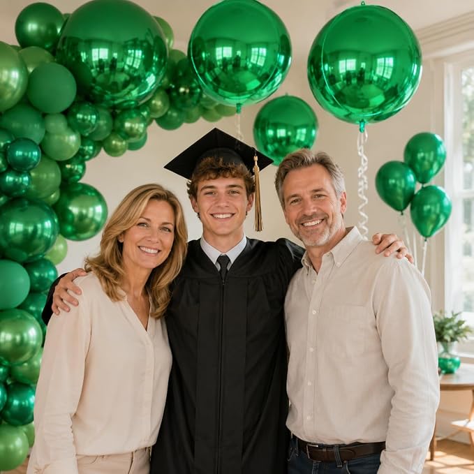 Green Foil Balloons 22 Inch, Giant 4D Round Ball Balloons, Metallic Green - Image 5