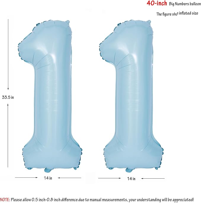 40 In Matte Blue Number Balloons Helium Foil Mylar Balloon Party Digital 11 | - Image 2