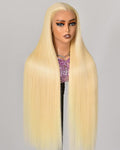Alididi 613 13x6 Lace Front Wig Human Hair 24 Inch 180 Density Blonde Wig Human Hair Straight 100% Real Human Hair True Length Random Dyeing No Tangle No Shedding No synthetics Triple Lifespan 3x