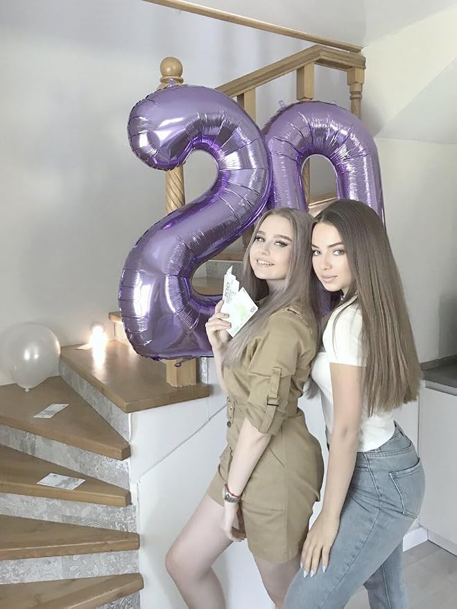 Lilac Number 0 Balloon 40 inch, Lavender Birthday Party Balloons Decorations | - Image 4