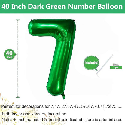 Green Number Balloons, 40 Inch Dark Green Balloon 7.7 Helium Balloon 7th - Image 2
