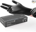 LANON Food Safe Disposable Nitrile Gloves, Latex-Free, Powder-Free, Silicone-Free, Textured Fingertips, Cooking, Black，Large