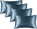 BEDELITE Satin Pillowcase for Hair and Skin, Super Soft Similar to Silk Pillow Cases 4 Pack with Envelope Closure, Cooling Pillowcases for Women Men (20"x26" Standard Size, Bluesteel)