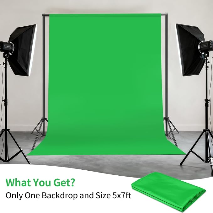 Hemmotop Chromakey Green Screen Backdrop, 5x7ft Small Background Fabric | Solid - Image 7