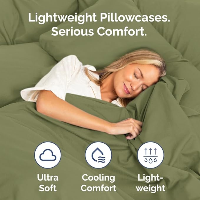 Queen Pillow Cases Set of 4 - Ultra Soft Hotel Quality Pillowcase Covers - Comfy, Cozy & Wrinkle Free - Shrink, Stain & Fade Resistant - Machine Washable Pillow Protectors - 4 Piece Set - Sage Green