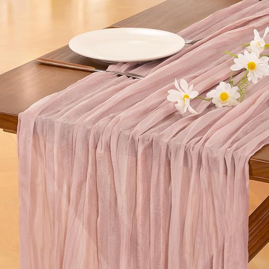 Cheesecloth Table Runner Summer Boho Wedding Birthday Party Home Decor | Pink by Socomi