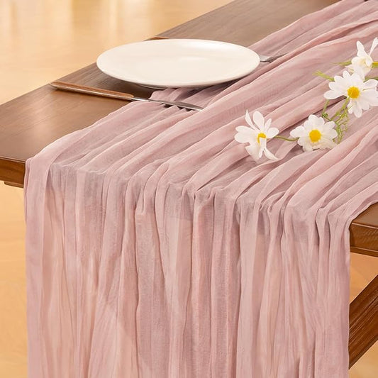 Cheesecloth Table Runner Summer Boho Wedding Birthday Party Home Decor | Pink by Socomi