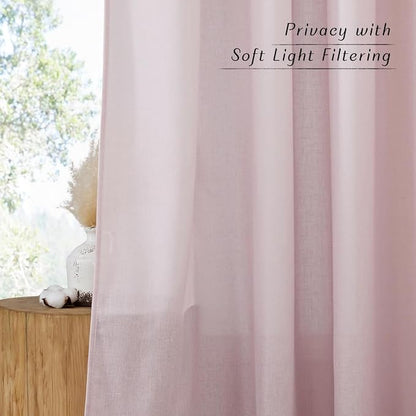 NICETOWN Blush Pink Short Linen Curtains - Image 3
