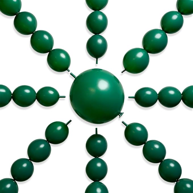 PartyWoo Dark Green Linking Balloons 100pcs 6 Inch Emerald Link Balloons | by PartyWoo