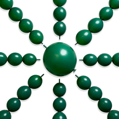 PartyWoo Dark Green Linking Balloons 100pcs 6 Inch Emerald Link Balloons | by PartyWoo