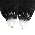YoungSee Micro Beads Hair Extensions Human Hair Kinky Straight 22 Inch Black Microbead Hair Extensions Human Hair Black 50g Beaded Hair Extension Yaki 50s Invisible Microloop Remy Hair