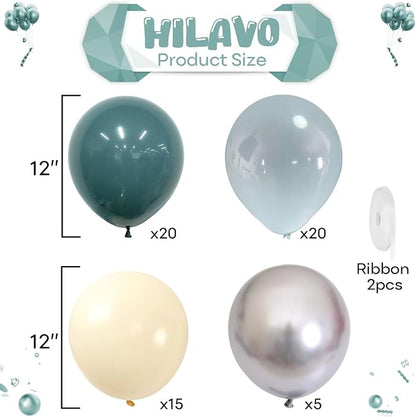 Dusty Blue Balloon Set, Pastel Blue Beige Cream Ocean Balloon - Image 2