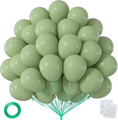 50pcs 12 Inch Sage Green Latex Party Balloons | Premium Olive Green Balloon Kit by OWPFJG