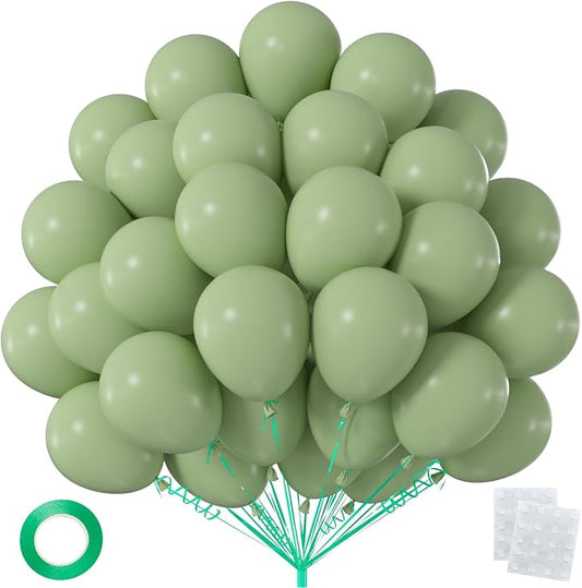 50pcs 12 Inch Sage Green Latex Party Balloons | Premium Olive Green Balloon Kit by OWPFJG