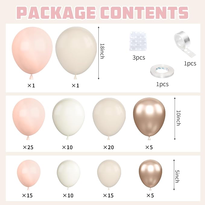 Pink White Balloon Arch Kit, Boho Balloon Garland - Image 2