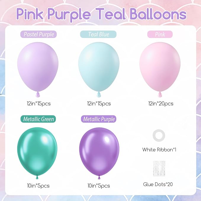 60pcs 12inch Mermaid Balloons - Image 2