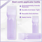 BLAAROOM Root Comb Applicator Bottle 6 Ounce, 4 Pack - Hair Oil Applicator with Root Comb Brush for Scalp Hair Oiling - Purple