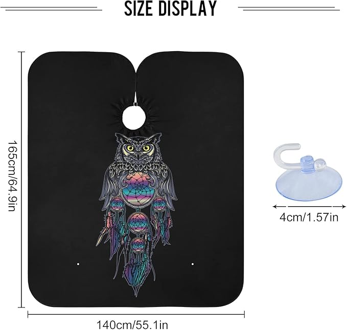 ALAZA Owl Dreamcatcher Barber Cape for Men Women, Waterproof Haircut Apron Beard Shaving Bib Hair Cutting Cloth 55 x 65 Inch