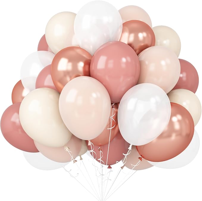 Pink White Balloons Rose Gold Blush White Balloon 60pcs 12inch Latex Helium by Isndare