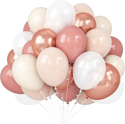 Pink White Balloons Rose Gold Blush White Balloon 60pcs 12inch Latex Helium by Isndare