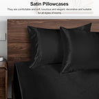 Lirex Satin Pillowcase for Hair and Skin, Super Soft and Cooling Similar to Silk, 2 Pack King Size 20"X 40" Pillow Cases with Envelope Closure, Gifts for Women Men, Black