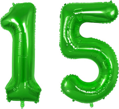 Number 15 Balloons for 15th Birthday Party Decorations, 0-100 Large No.15 by Joycard