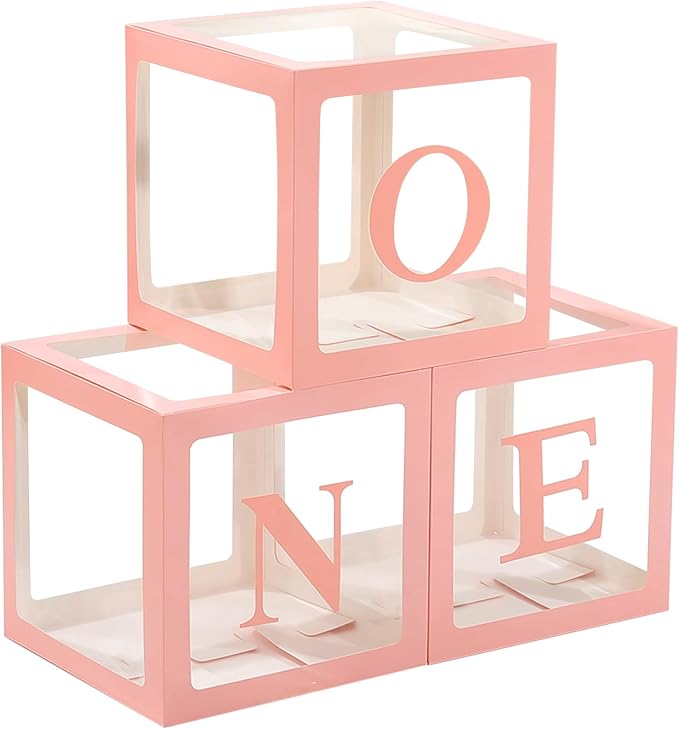 One Boxes for 1st Birthday One Balloon Box Pink First Birthday Balloons Boxes by KKONHII