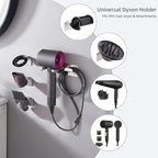 Hair Dryer Holder, Hair Dryer Holder Wall Mount for Supersonic/Nural & Attachments. Stainless Steel Hair Dryer Stand with Magnetic Rings. Hair Tool Organizer for Bathrooms Silver BANJEKT