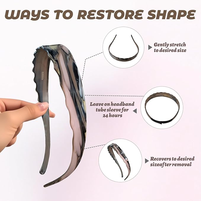 Acetate Hairbands for Women - Non-Slip Thin Headbands with Teeth, Eyewear-Friendly Design, 90s Retro Hair Accessories, No Pressure & No Headache Sunglasses Headband（Black & Pink）