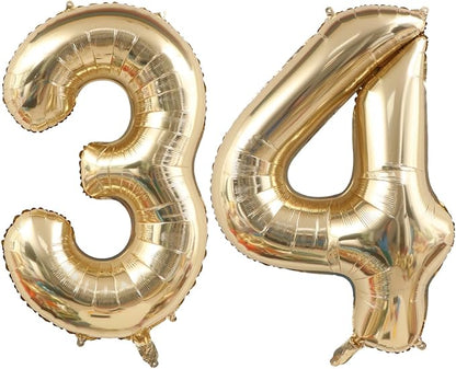 Light Gold Number 34 Balloon 40in White Gold 34 Foil Mylar Digital Balloon | by ANGEL+Q+HOUSE