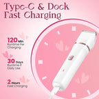 Electric Razor for Women Men - Wet Dry Shave, Waterproof Bikini Trimmer, Pubic Hair Removal Shaver with Hypoallergenic Ceramic Blades, Facial & Body Groomer, USB Recharge, Birthday Gifts - White