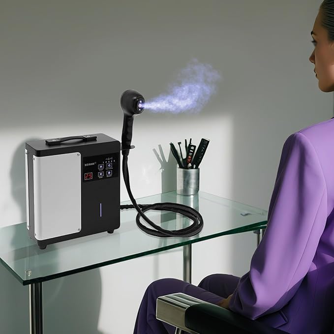 Nano Hair Steamer, Negative Ions Blue Light Hair Steamer Machine, 1250W Standing Hair Color Processor SPA Steamer | 16.91oz Kettle | Adjustable Time | 27.56-98.43in Spray Distance | Black