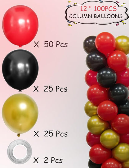 Red Black and Gold Balloons for Column Stand - Image 2