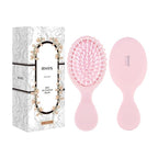 RHOS Mini Hair Brush for Women,Men and Kids-Travel Size Hair Brush for Purse,Pocket,backpack-Small Cushion Paddle Brush with Soft Bristles-Mini Detangler Brush for All Hair Types(1 Pack-Pink)